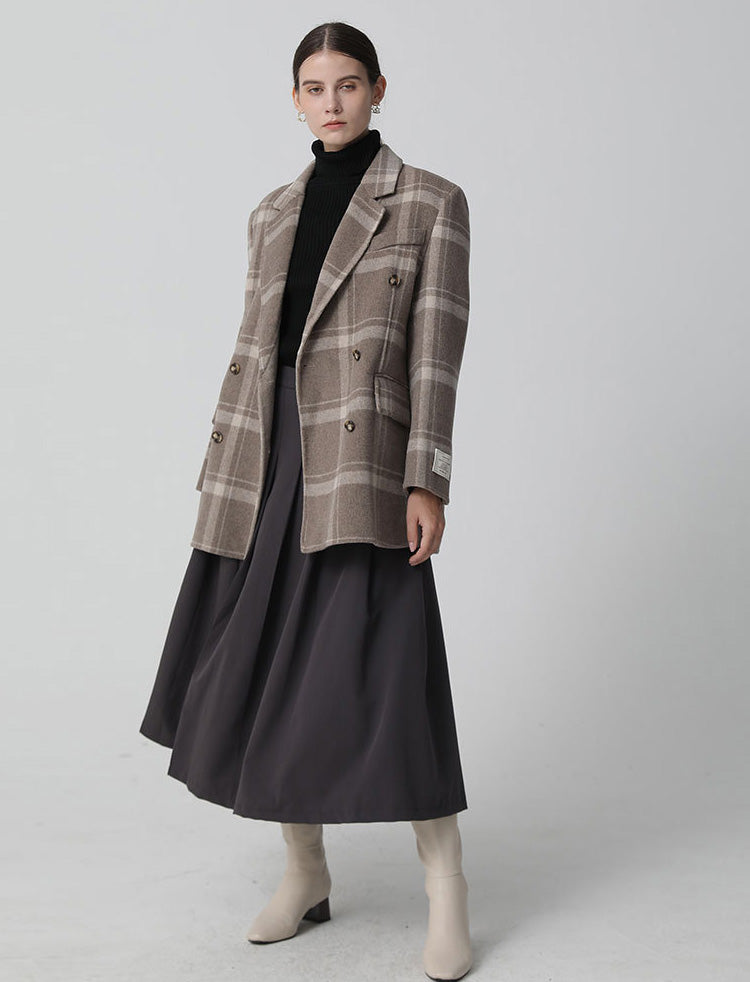 Nora Plaid Wool Coat