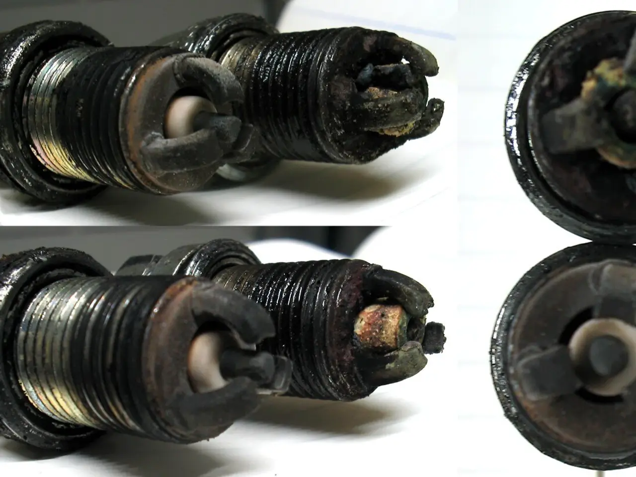 火星塞電極積碳特寫